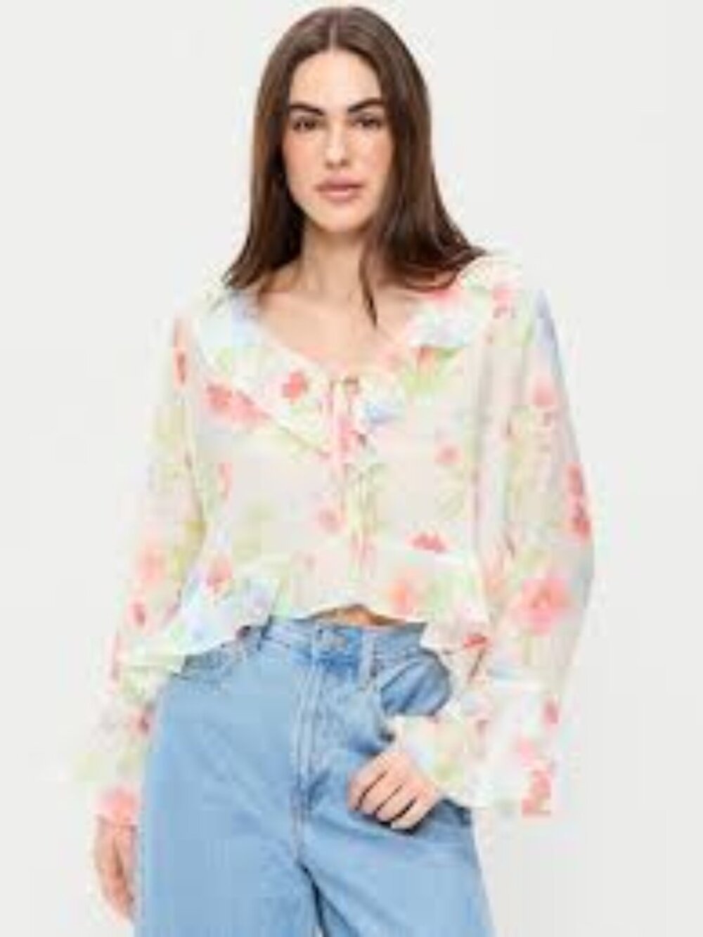 Old Navy Women's XXL Floral Bell-Sleeve Ruffle Top 60% off Retail